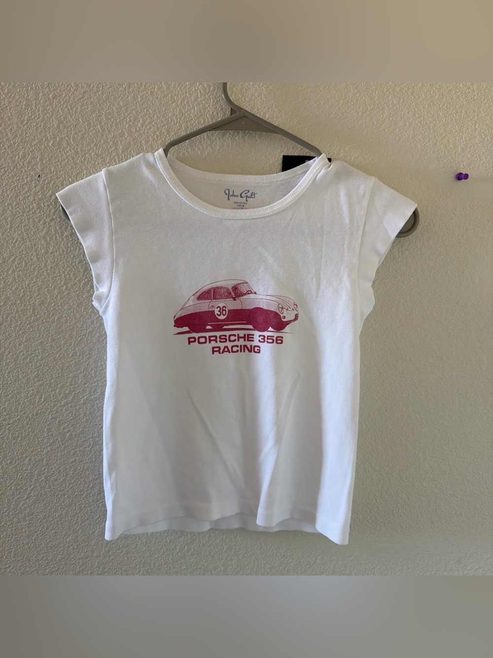 Brandy melville White Itzel  Porsche 356 Racing Graphic top
